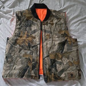 Real Tree Bob Allen Reversible Camouflage Orange Hunting Vest Men XL Outerwear